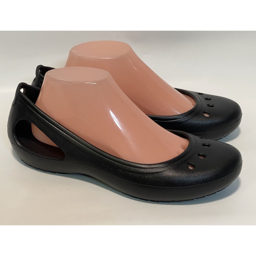 Crocs Women's Size 9 Black Iconic Comfort Ballet Flats Slip on Comfort Shoes